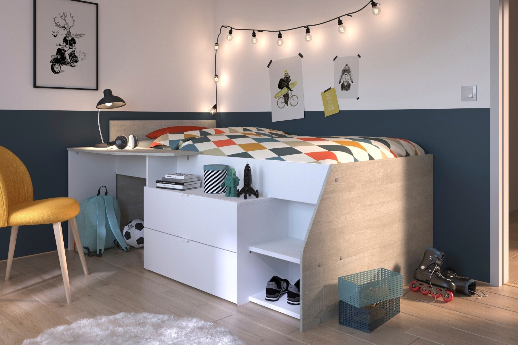 Milky Midsleeper & Set-Up Gaming Station – Beds4Kidz Trade