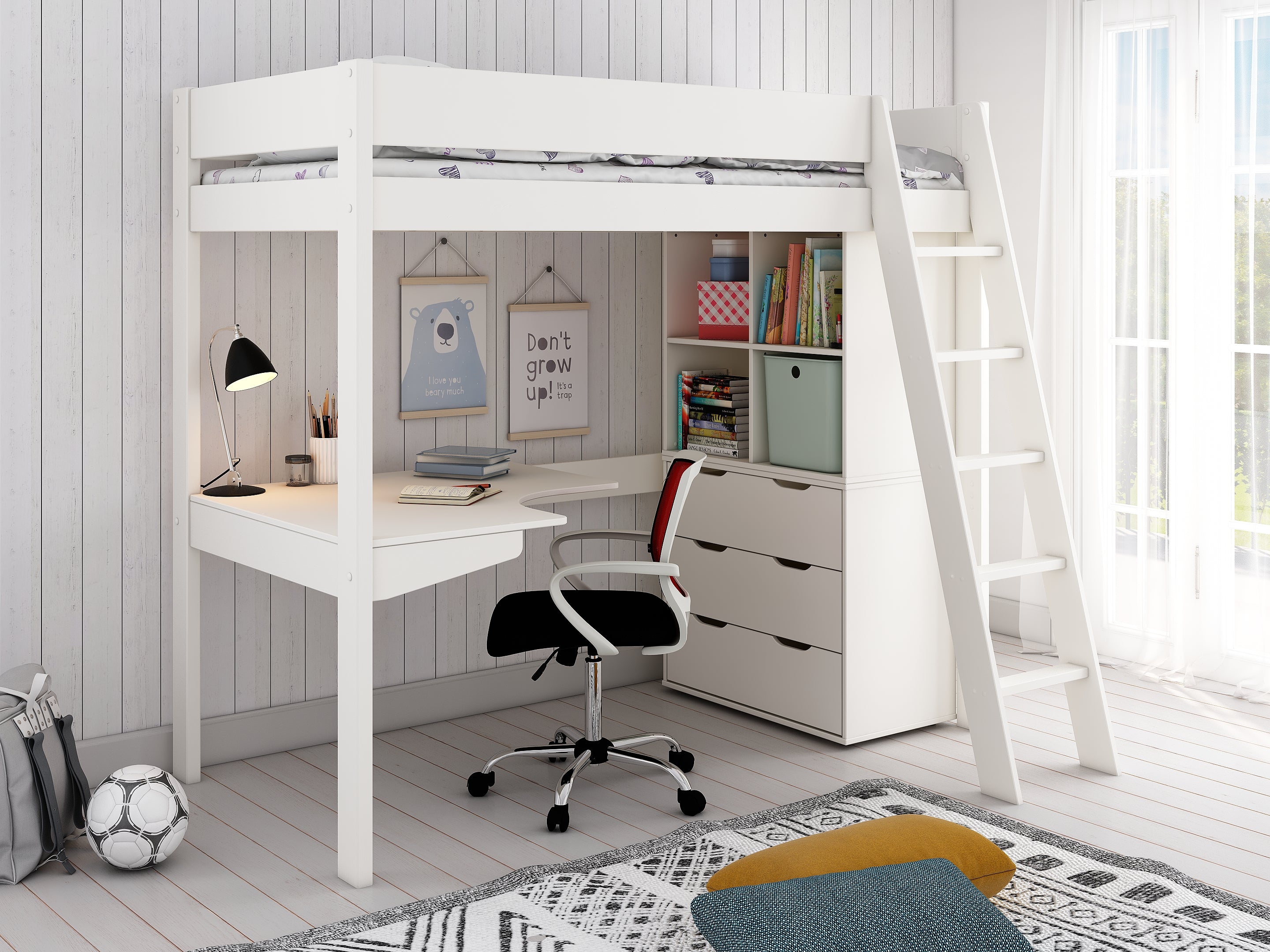 Estella WHITE - High with Chest/Cube/Corner Desk