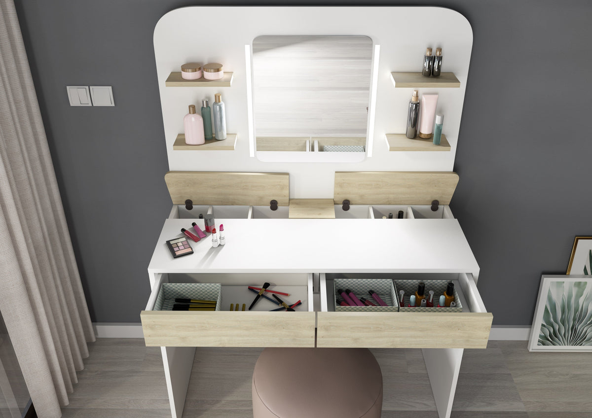 Secret Vanity Table Oak/White