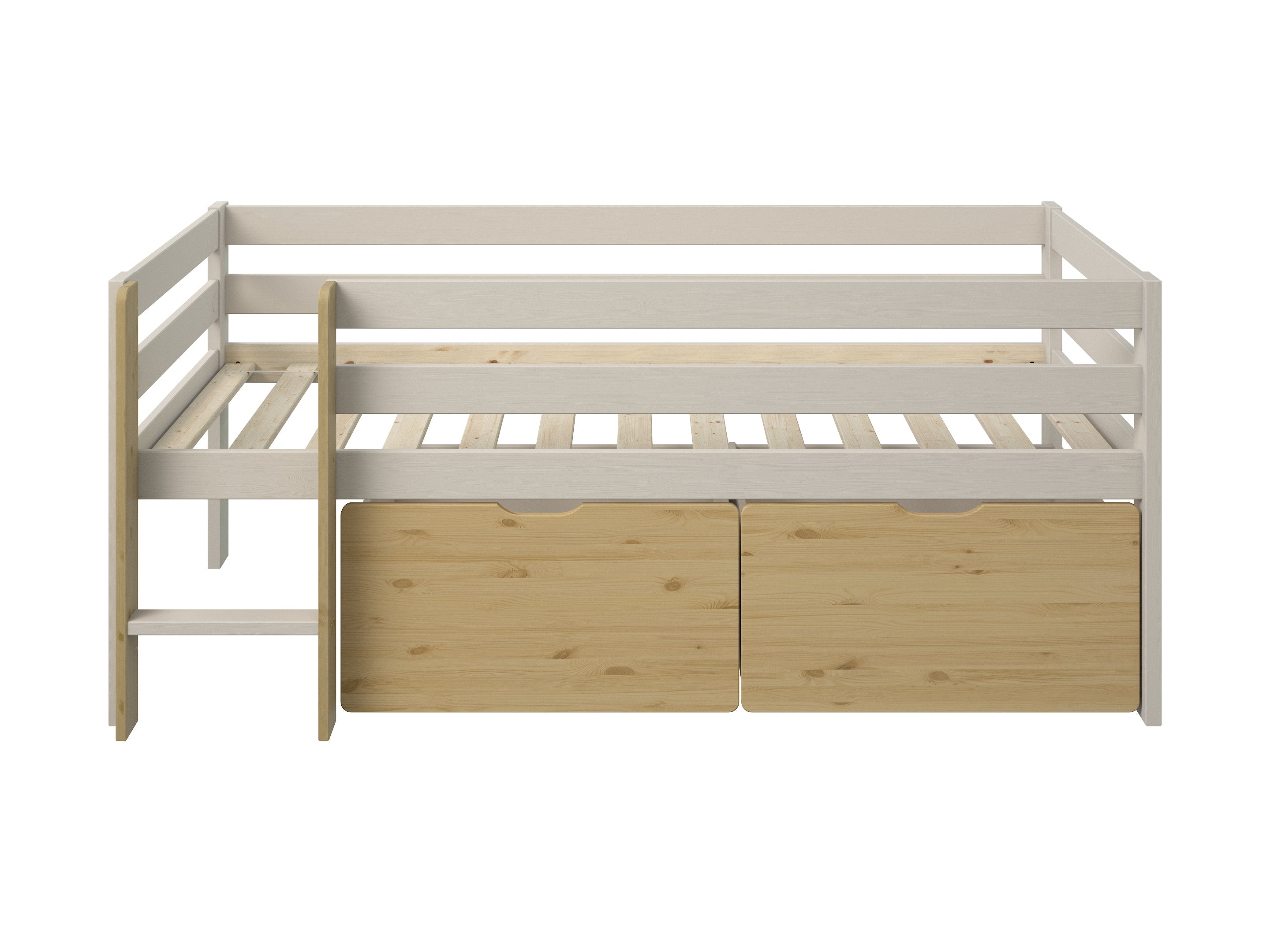 Scandi Toddler Cabin Bed with two storage drawers in Cashmere & Oak