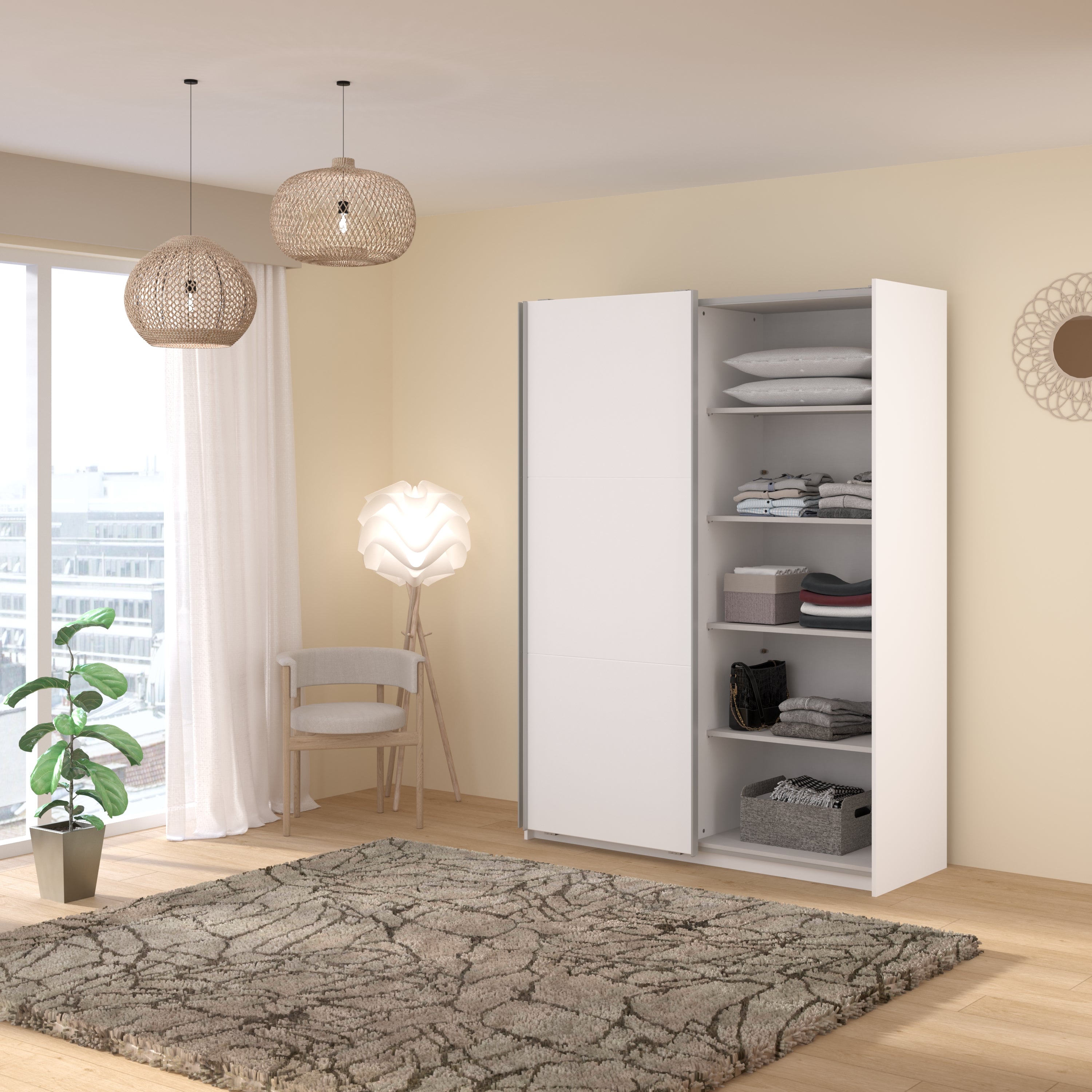 Swing White Mirrored Robe