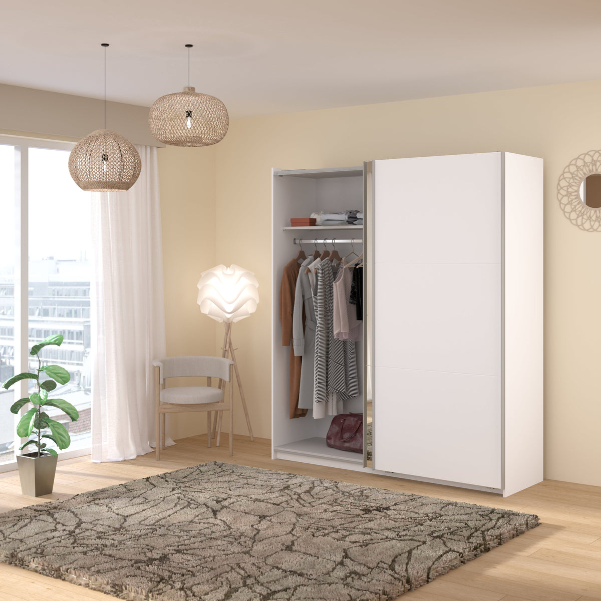 Swing White Mirrored Robe