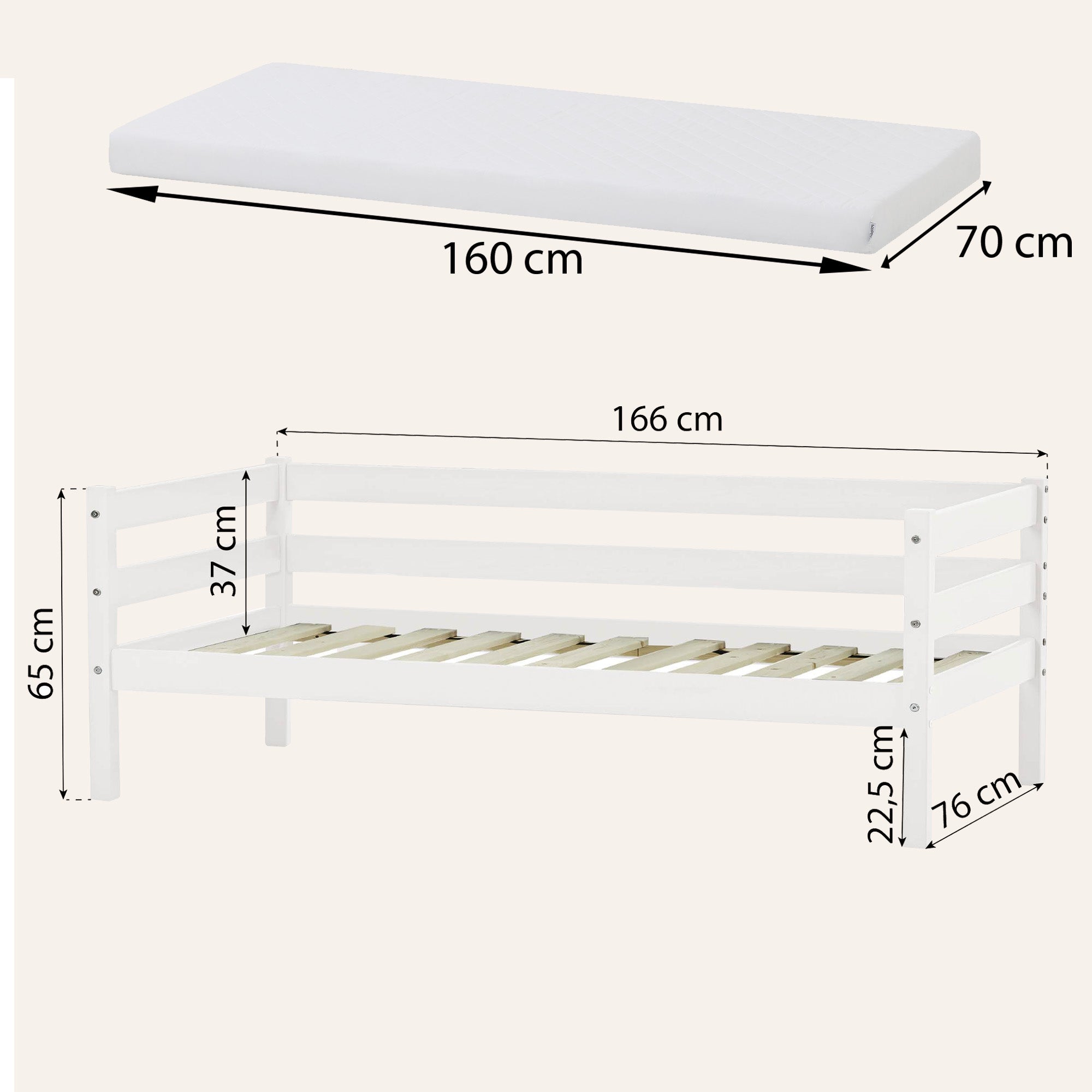 Hoppekids Shorty Daybed + Safety Rail
