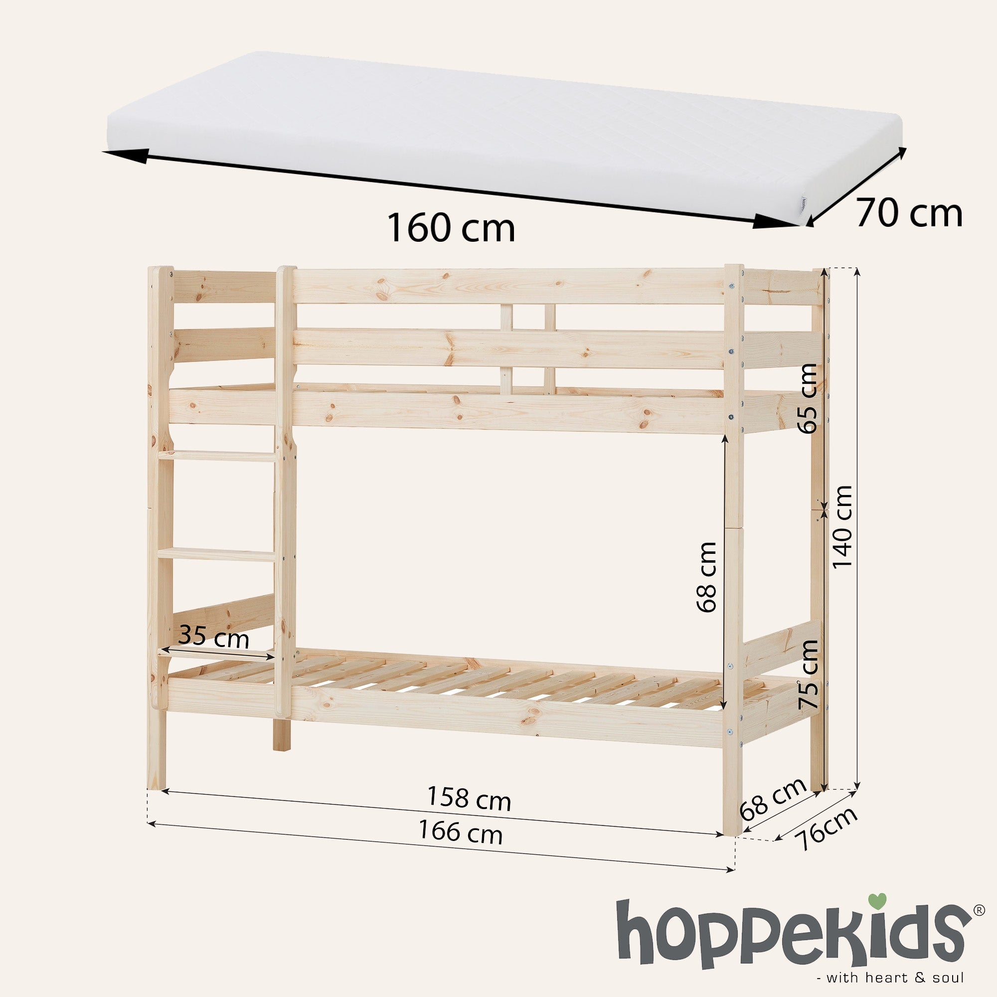 Hoppekids Shorty Bunkbed + Drawers